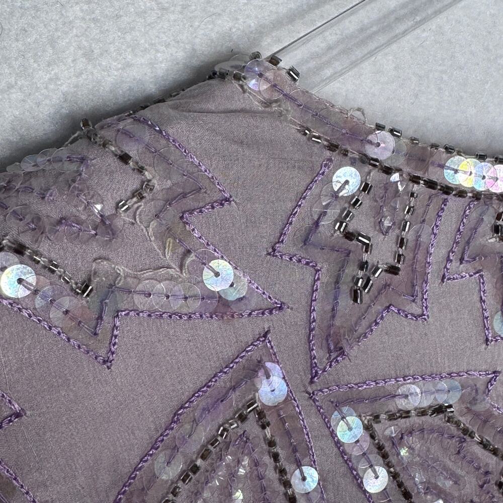 Vintage 1980s Emily Daniel Silk Beaded Sequin Leaf Hem Top Skirt Set Large - Picture 12 of 16
